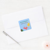 Zonnige scene gepersonaliseerd ex-libris vierkante sticker (Envelop)