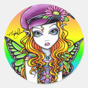 "Zonnige" Schattigee regenboog vlinder fee Sticker
