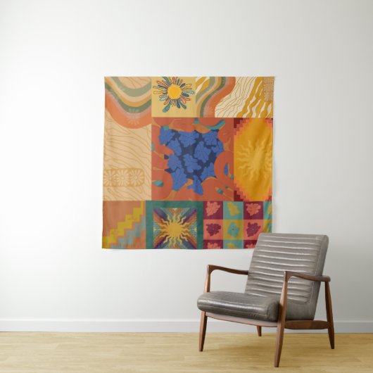 Zonnige Sfeer Patchwork Wandkleed (In Situ (horizontaal))