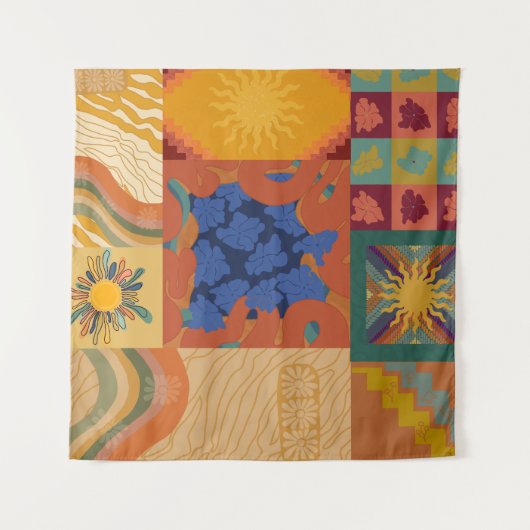 Zonnige Sfeer Patchwork Wandkleed (Voorkant)