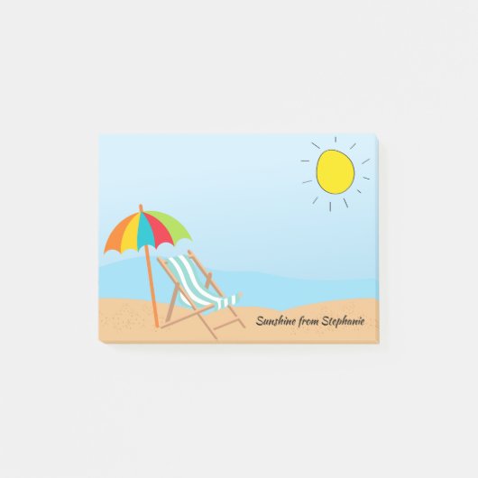 Zonnige Sky Beach stoel en paraplu Post-it® Notes (Voorkant)