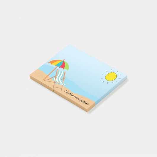 Zonnige Sky Beach stoel en paraplu Post-it® Notes (Schuin)