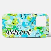 Zonnige Sky Serenade: Blauw Gele Graffiti Harten Case-Mate iPhone Case (Achterkant (horizontaal))
