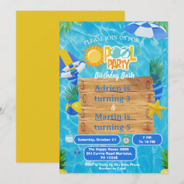 Zonnige Splash Joint Zwembad Feest Voor Kinderen Kaart