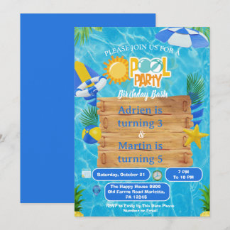 Zonnige Splash Joint Zwembad Feestje Voor Kinderen Kaart