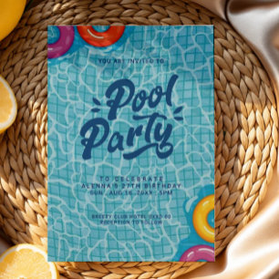 Zonnige Splash Zwembad Feest Verjaardagsuitnodigin