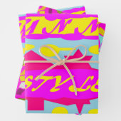 ZONNIGE STIJL ONTWERP ROZE CITROENBLAUW INPAKPAPIER VEL (In situ)