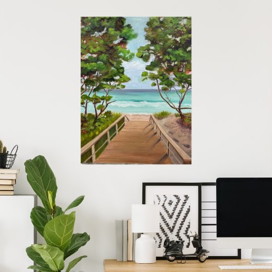 Zonnige strand ontsnapping poster (Thuiskantoor)