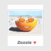 Zonnige stranddag Oranje Sticker (Vel)