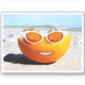 Zonnige stranddag Oranje Sticker (Voorkant)