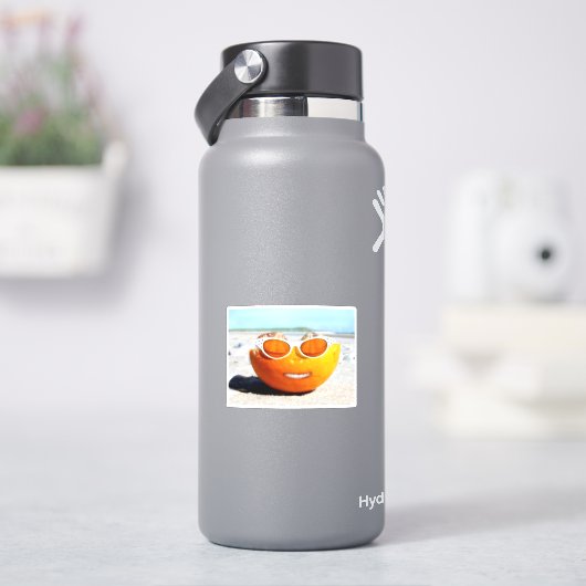 Zonnige stranddag Oranje Sticker (HydroFlask)