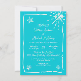 Zonnige Tropische Hand getrokken Bruiloft Bestemmi Kaart