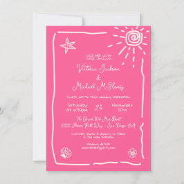 Zonnige Tropische Hand getrokken Bruiloft Bestemmi Kaart