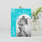 Zonnige Tropische Hand getrokken Save the date Fot Kaart (Staand voorkant)