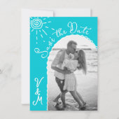Zonnige Tropische Hand getrokken Save the date Fot Kaart (Voorkant)