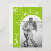 Zonnige Tropische Hand getrokken Save the date Fot Kaart (Voorkant)