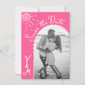 Zonnige Tropische Hand getrokken Save the date Fot Kaart (Voorkant)