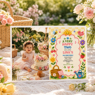Zonnige Tuin 2e Verjaardag Bloemen Picknick Feestj Kaart