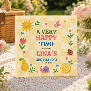 Zonnige Tuin 2e Verjaardag Bloemrijke Picknick Fee Servet
