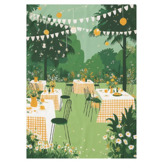 Zonnige Tuin Afsluitfeest Viering Tafelkleed (Voorkant)