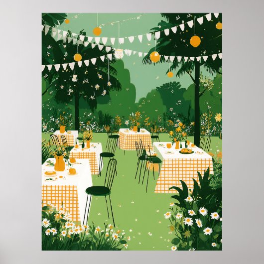 Zonnige Tuin Afsluitingsfeest Viering Poster (Voorkant)