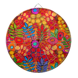 Zonnige Tuin Bloemen - Rood Geel Oranje Dartbord
