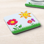 Zonnige tuin illustratie bier onderzetter (Linkerzijde)