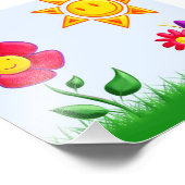 Zonnige tuin illustratie foto afdruk (Hoek)