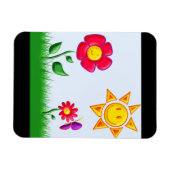 Zonnige Tuin Illustratie Magneet (Horizontaal)
