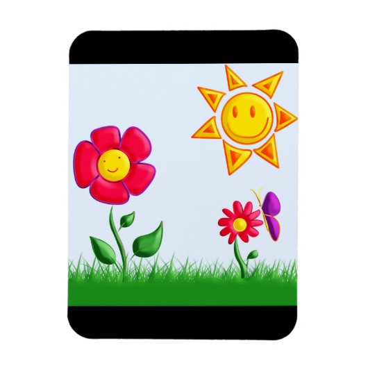 Zonnige Tuin Illustratie Magneet (Verticaal)