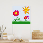 Zonnige tuin illustratie poster (Keuken)