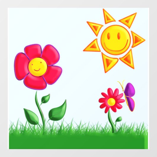 Zonnige tuin illustratie raamsticker (Vel)