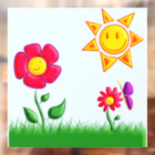 Zonnige tuin illustratie raamsticker (Vel 2)