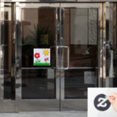 Zonnige tuin illustratie raamsticker (Kantoordeur)