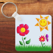 Zonnige tuin illustratie sleutelhanger (Voorkant)