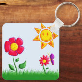 Zonnige tuin illustratie sleutelhanger (Achterkant)