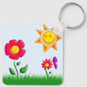 Zonnige tuin illustratie sleutelhanger (Achterkant)