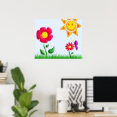 Zonnige tuinillustratie poster (Thuiskantoor)