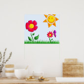 Zonnige tuinillustratie poster (Keuken)