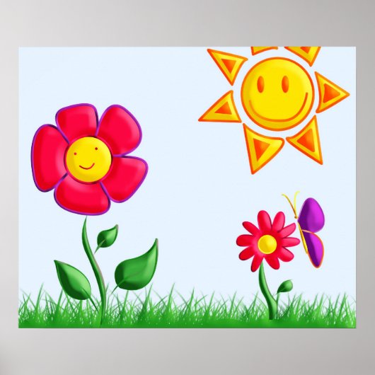 Zonnige tuinillustratie poster (Voorkant)