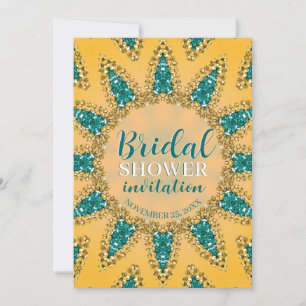 Zonnige Turquoise Gouden Glitter Bruiloft Feest Ui Kaart