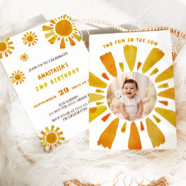 Zonnige tweede verjaardag twee leuk in de zon  kaart