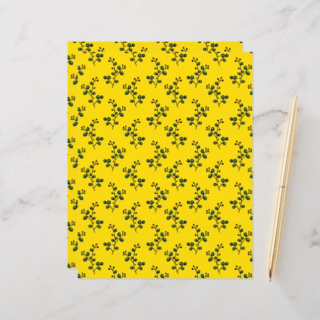 Zonnige twijgen, een zomer patroon platte papier b (Voorkant / Achterkant in situ)