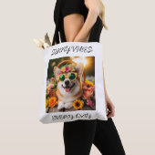  zonnige vibes elke dag Corgi Tote Bag (Dichtbij)