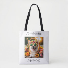  zonnige vibes elke dag Corgi Tote Bag