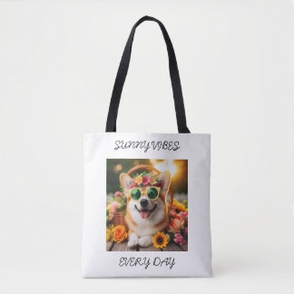  zonnige vibes elke dag Corgi Tote Bag