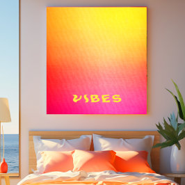 Zonnige 'Vibes' Roze Sinaasappel en geel Ombre Canvas Afdruk