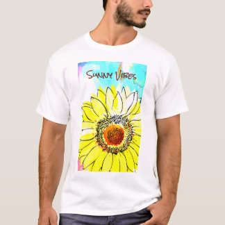 Zonnige Vibes zonnebloem levendig T-shirt