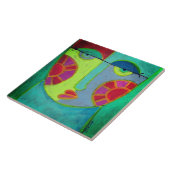 Zonnige wangen Abstract gezicht schilderen Tegeltje (Zijkant)