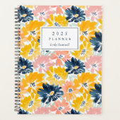 Zonnige Waterverf Bloemenpatroon Monogram 2025 Planner (Voorkant)